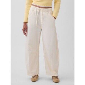 Gap Womens Mid Rise UltraSoft Easy Horseshoe Jeans Large Creme Beige Baggy